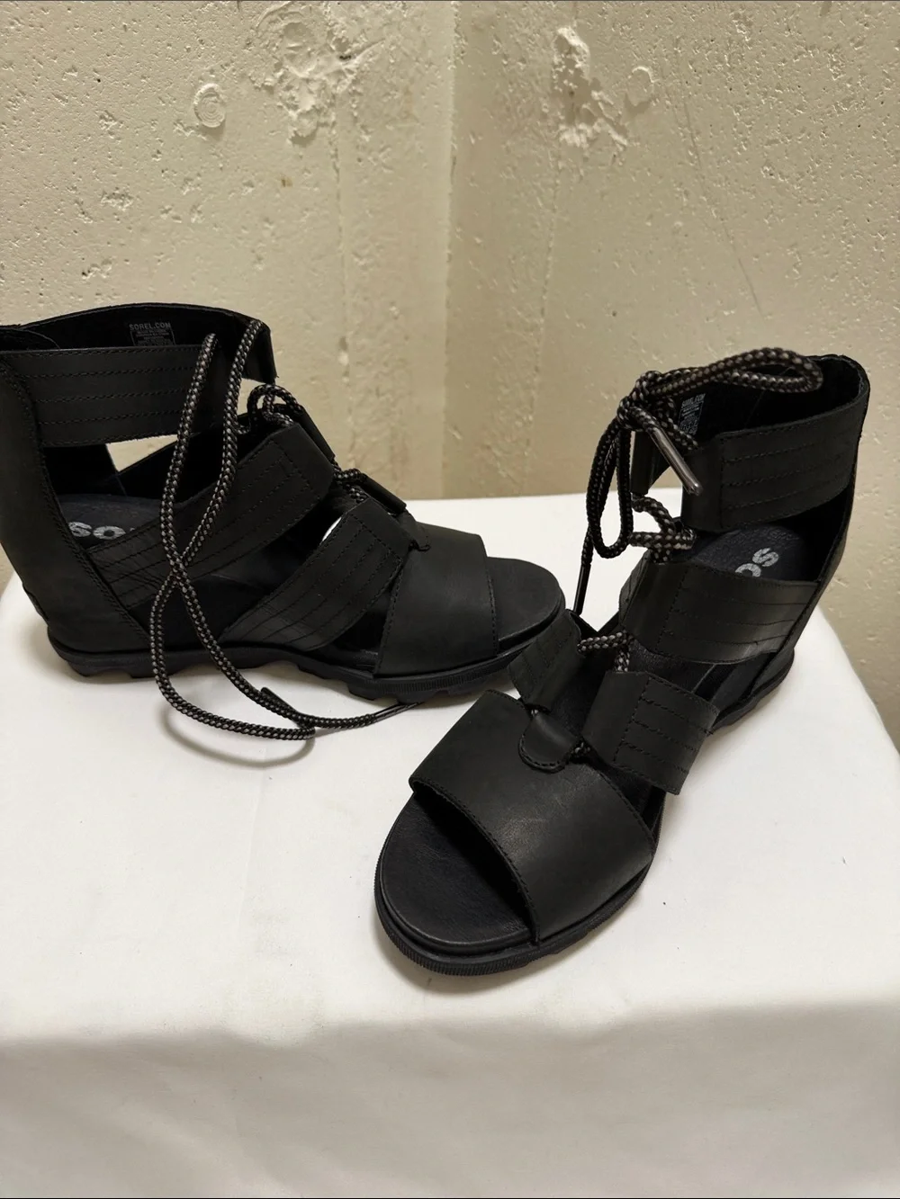 Sorel Black Lace-Up Gladiator Sandals